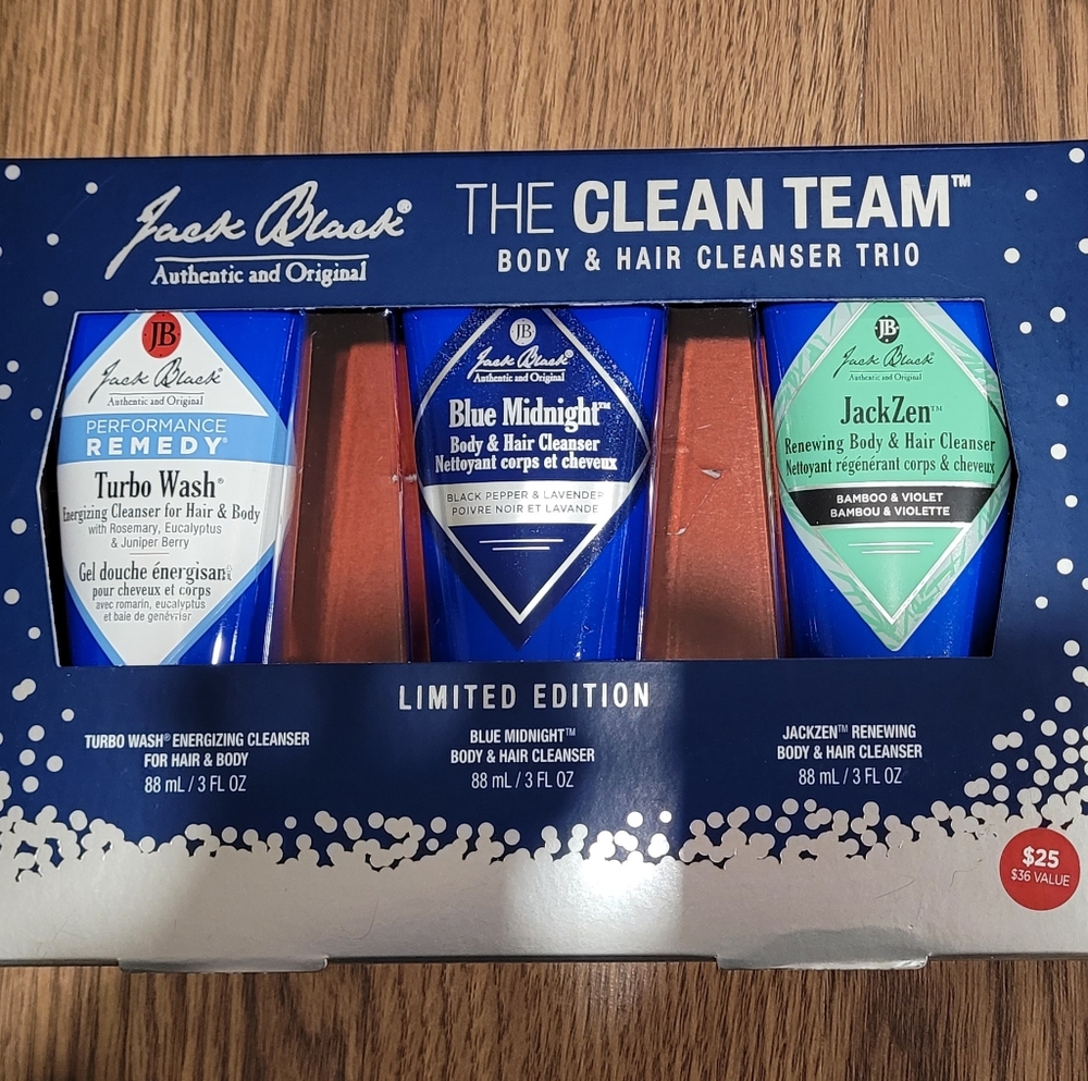 Jack Black The Clean Team Body & Hair Cleanser Trio - Blue, Green, White